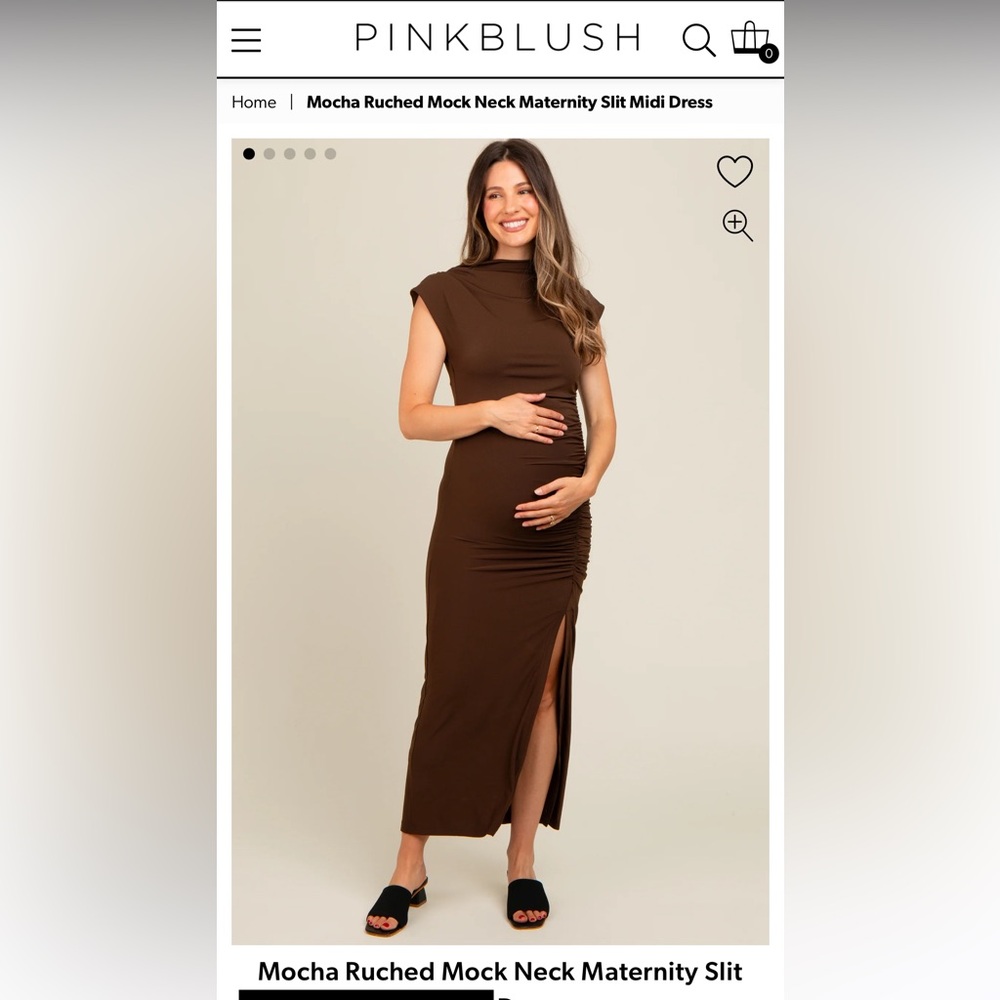 Brown pink blush maternity dress